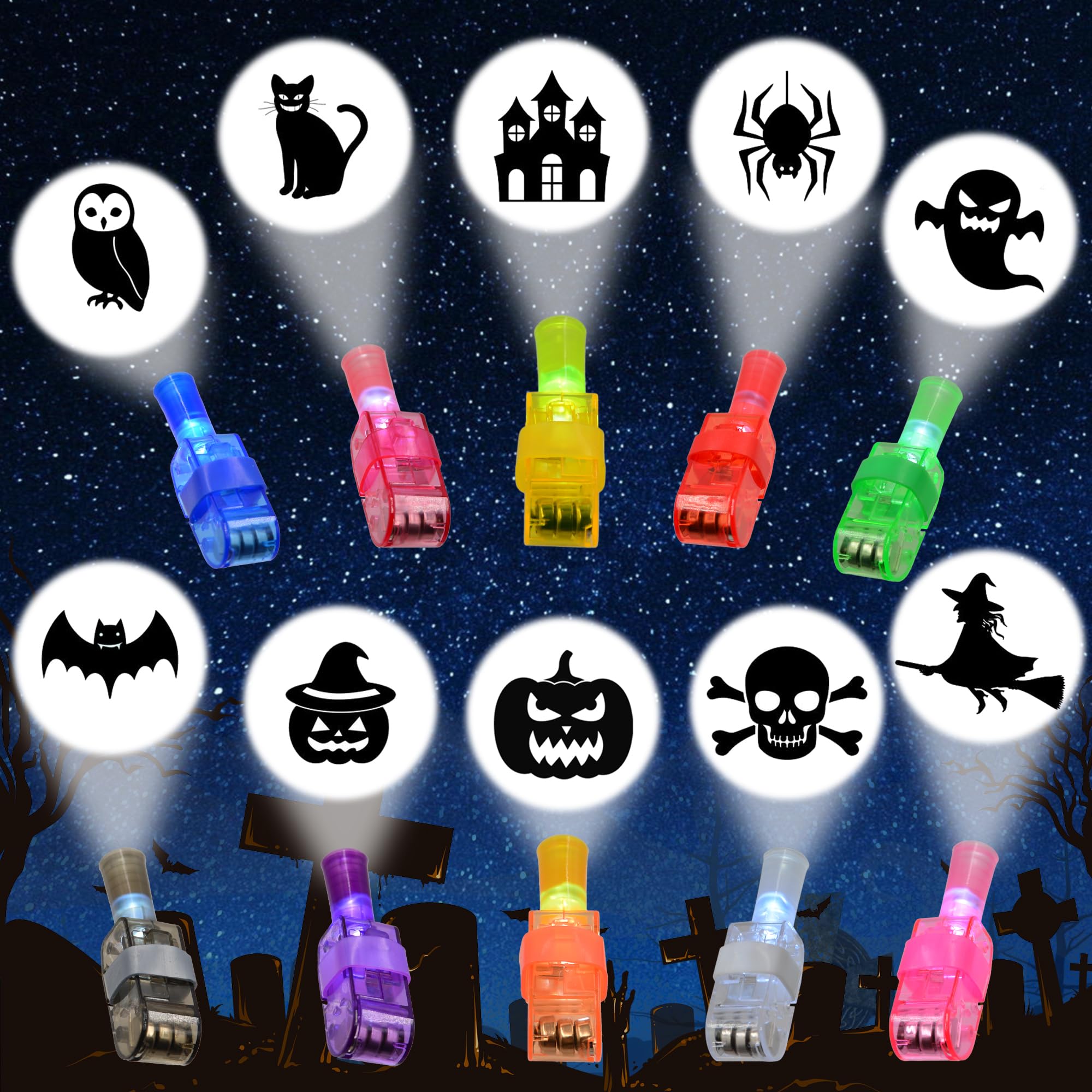 Halloween Party Favors, 40 PCS LED Finger Projector Lights, Halloween Toys for Kids Girls Boys, Glow in The Dark Toys Bulk for Halloween Party Favors Supplies Classroom Prizes Trick or Treat Gifts