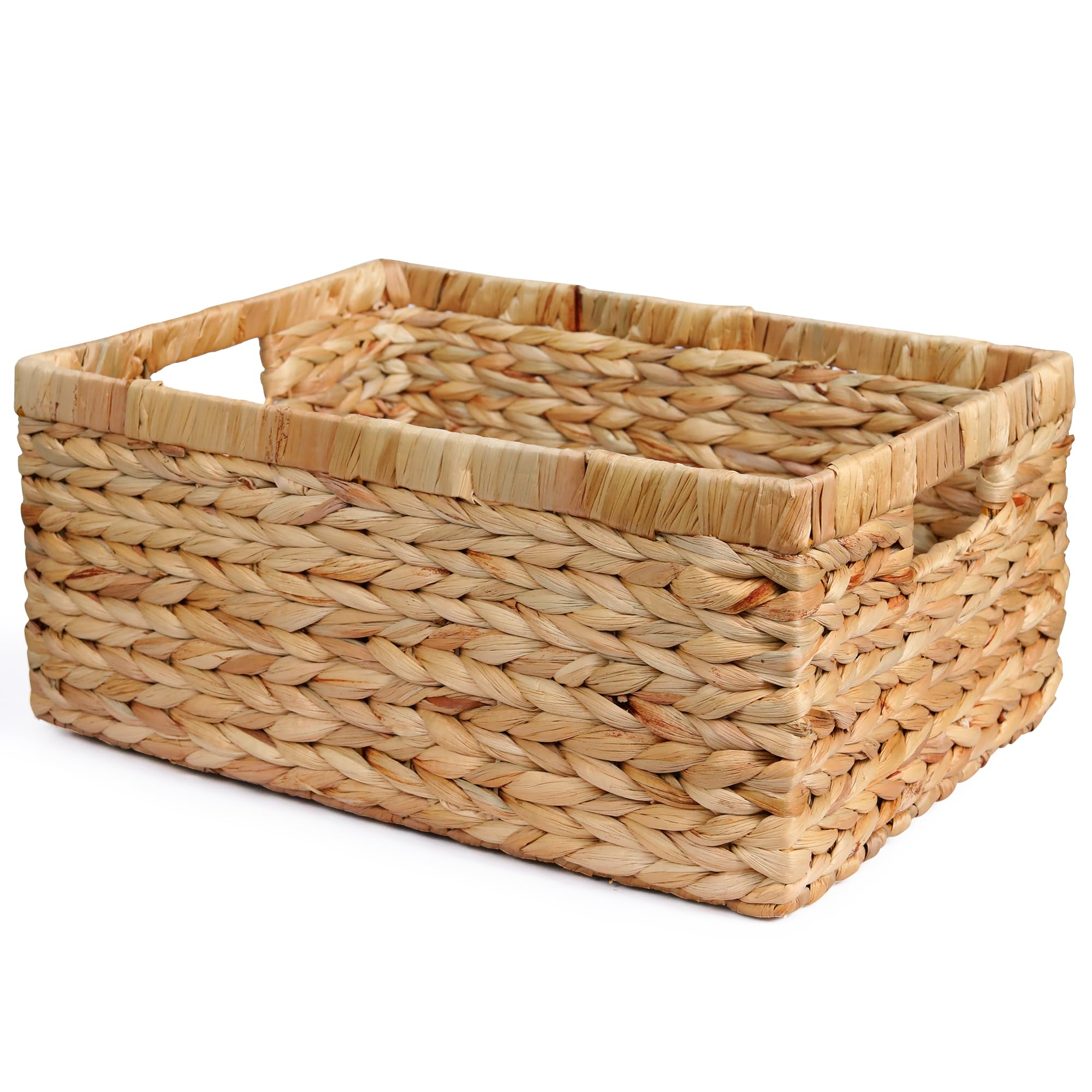 VILSSOVY Wicker Storage Basket, Hyacinth Storage Baskets for Organizing, Large Wicker Baskets for Storage, Woven Basket for Bedroom, Living Room(12.6"x8.66"x6.3")