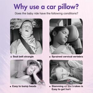 Cute Cartoon Travel Pillow Suit, Kids & Adults Car Neck Head Support Cushion Set,Travel car seat Safety Pillow,h Shape car Sleeping Pillow Kids,Pillow case can be Disassembled and Washed (A)