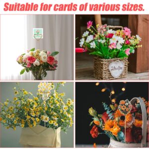 XIHIRCD 20pcs Floral Card Holder Picks, Metal Heart Shape Gift Card Holder Decorative Flower Photo Picture Sticks Clips Golden Card Holder Floral Arrangement for Wedding Party Valentines Centerpiece