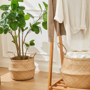 VILSSOVY Seagrass Plant Basket, Wicker Woven Laundry Basket, Basket Planter for Plants Indoor, Large Wicker Plant Baskets, Seagrass Baskets for Plants(13.78" Diameter x 12.6" Height)