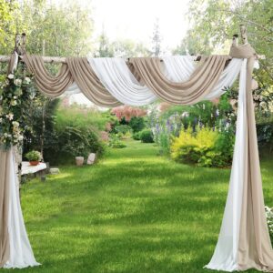 WARM HOME DESIGNS 35 x 288 Inch Nude Brown Chiffon Fabric. Use Luxurious Chiffon Material as Chiffon Table Runner, Wedding Arch Decorations, Window Scarf, Party Backdrop. CF Nude 288"