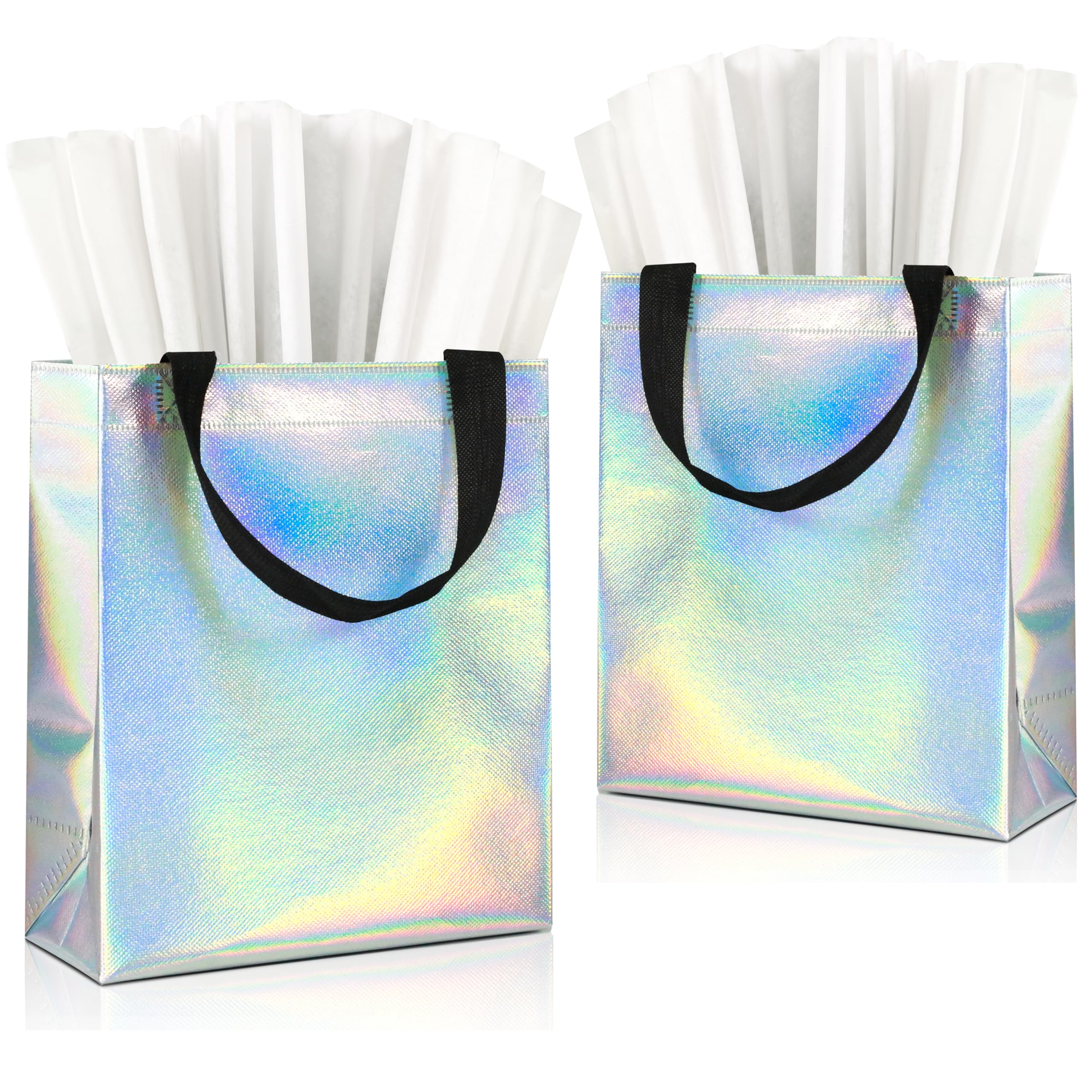 KeerxunBag 12pcs Reusable Gift Bags（Includes Tissue Paper） Gift bag with handle Birthdays Parties Holidays Weddings Medium 10x4x8in rainbow Gift Bags