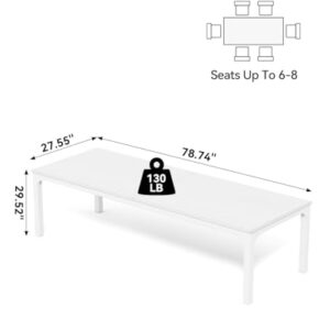 LITTLE TREE Two Person Desk, 78.7 Inches Extra Long Computer Desk, Wooden Large Office Desk with Strong Metal Legs, Double Desk for 2 People, Writing Table Study Desk for Home Office, White