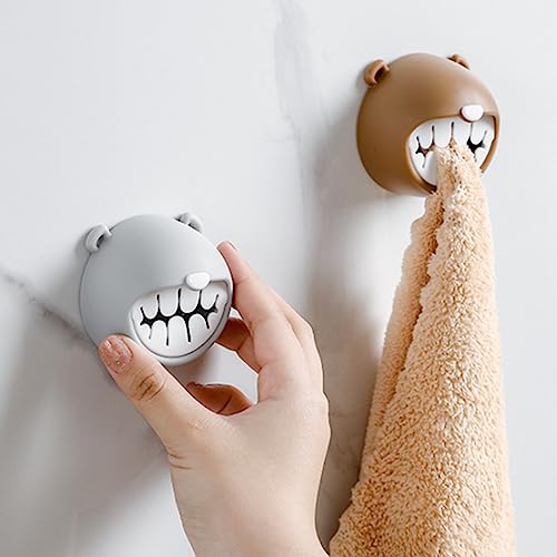 Meiliyizu Cartoon Bear Kitchen Towel Rack Multipurpose Face Towel Organization Holder for Home Kitchen Wash Face Towel Rack, Gray