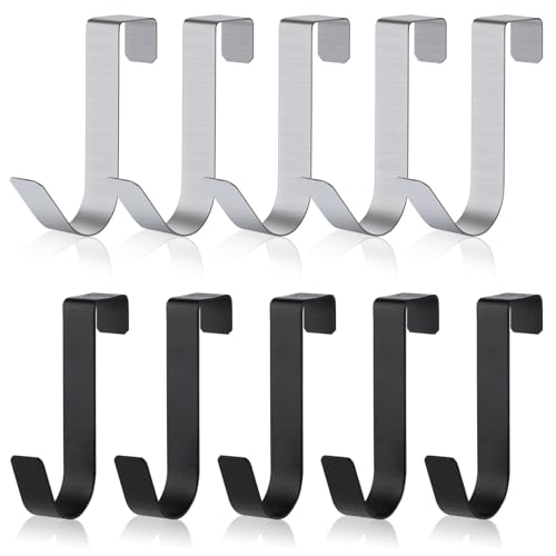 Gjinxi 10PCS Towel Hook, Over The Door Towel Hooks, Glass Door Hooks for Bathroom, Stainless Steel Robe Rack Hooks for Frameless Glass Shower Door