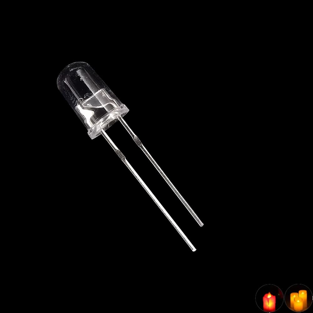 Cleiscry 100PCS 3mm/ 5mm Candle Led Flicker Red Yellow White Green Blue Orange Light Flickering LEDs Flash Blink Dip Led Diode Intermitente Light Lamp Flicker (White Flicker LED, 5mm LED 100pcs)