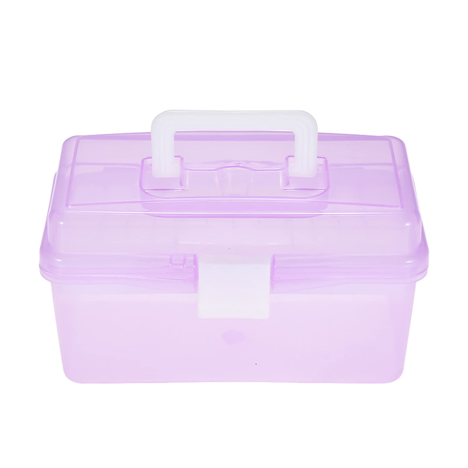 HUIOP Craft Storage Container,Clear Plastic Art Storage Box Watercolor Oil Painting Supplies Multipurpose Case Portable, Purple