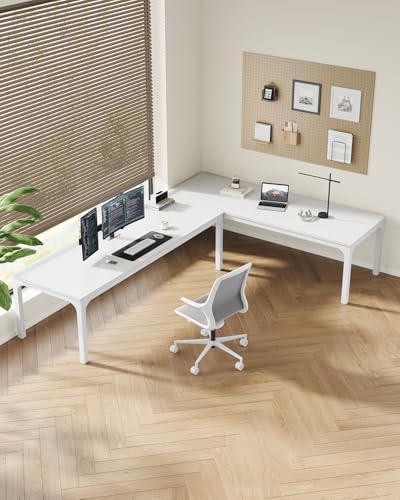 LITTLE TREE Two Person Desk, 78.7 Inches Extra Long Computer Desk, Wooden Large Office Desk with Strong Metal Legs, Double Desk for 2 People, Writing Table Study Desk for Home Office, White