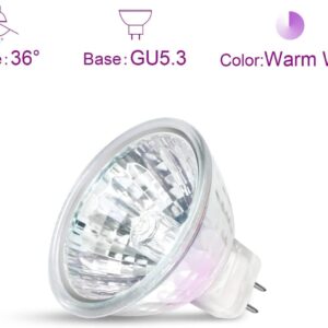 GECXGY MR16 Light Bulbs 50W 12V 2 Pin GU5.3 Base Dimmable, Spot Light Bulbs, Indoor Spot 50W MR16 Bulbs with Clear Glass Cover, 6 Pack