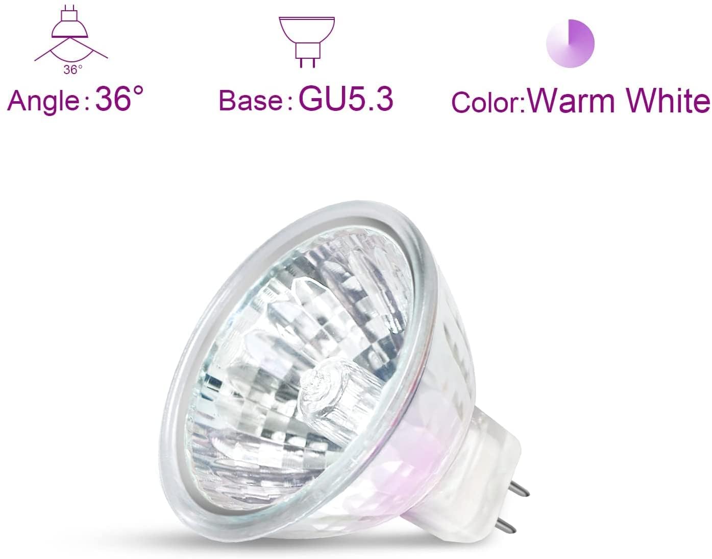 GECXGY MR16 Light Bulbs 50W 12V 2 Pin GU5.3 Base Dimmable, Spot Light Bulbs, Indoor Spot 50W MR16 Bulbs with Clear Glass Cover, 6 Pack