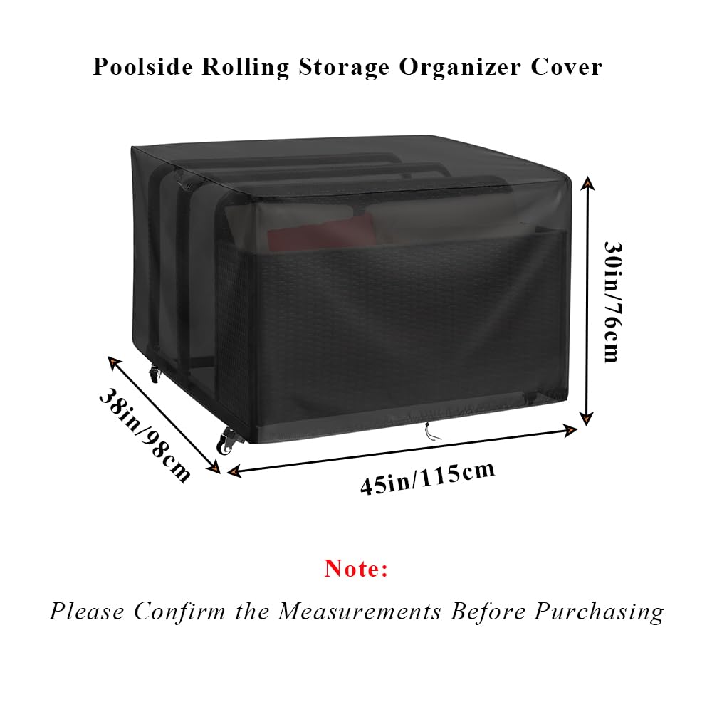 Generic Poolside Float Storage Organizer Cover, Outdoor Waterproof Rattan Caddy Cover, All Round Protective Cover for Wicker Patio Pool Float Holder Storage Rack, Black, JJ202407120844B