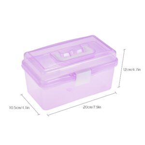 HUIOP Craft Storage Container,Clear Plastic Art Storage Box Watercolor Oil Painting Supplies Multipurpose Case Portable, Purple