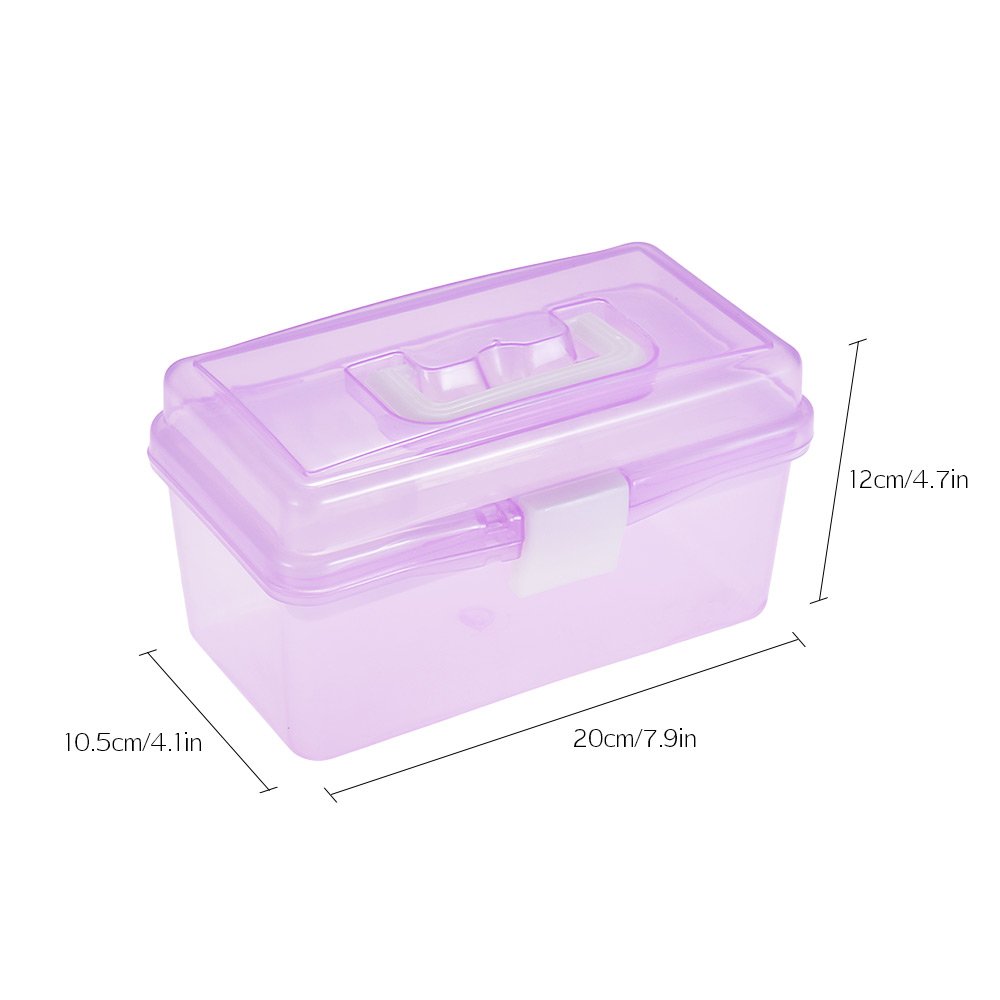 HUIOP Craft Storage Container,Clear Plastic Art Storage Box Watercolor Oil Painting Supplies Multipurpose Case Portable, Purple