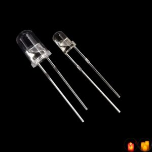 Cleiscry 100PCS 3mm/ 5mm Candle Led Flicker Red Yellow White Green Blue Orange Light Flickering LEDs Flash Blink Dip Led Diode Intermitente Light Lamp Flicker (White Flicker LED, 5mm LED 100pcs)