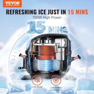 VEVOR Commercial Ice Maker, 360LBS/24H Ice Making Machine with 330.7LBS Large Storage Bin, 700W Auto Self-Cleaning Ice Maker Machine with 3.5-inch LED Panel for Bar Cafe Restaurant Business