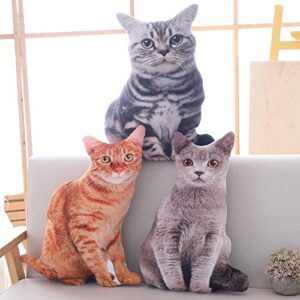 Maomoto 19.6''Cat Throw Pillow Cat Shape Cushion Throw Plushie Cushion Pillow Doll 3D Simulation Cat Plush Stuffed Animal Cushion Pillow Toy for Kids,Sofa Chair Home Decor (Orange)