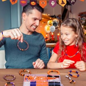 Goldwise Halloween Beads Friendship Bracelet Kit,2 Boxes with Halloween Clay Beads and Orange Letter Beads (A-Z) for Jewelry Making, Varieties of Halloween Charms Jewelry Making,DIY Crafts for Gifts