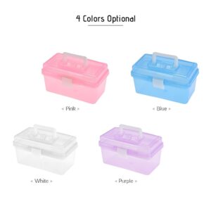 HUIOP Craft Storage Container,Clear Plastic Art Storage Box Watercolor Oil Painting Supplies Multipurpose Case Portable, Purple