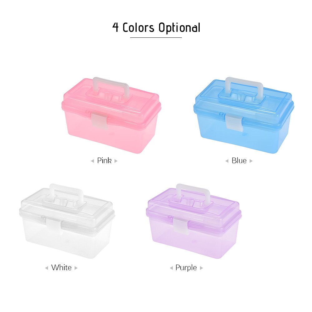 HUIOP Craft Storage Container,Clear Plastic Art Storage Box Watercolor Oil Painting Supplies Multipurpose Case Portable, Purple