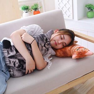 Maomoto 19.6''Cat Throw Pillow Cat Shape Cushion Throw Plushie Cushion Pillow Doll 3D Simulation Cat Plush Stuffed Animal Cushion Pillow Toy for Kids,Sofa Chair Home Decor (Orange)