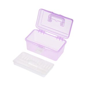 HUIOP Craft Storage Container,Clear Plastic Art Storage Box Watercolor Oil Painting Supplies Multipurpose Case Portable, Purple