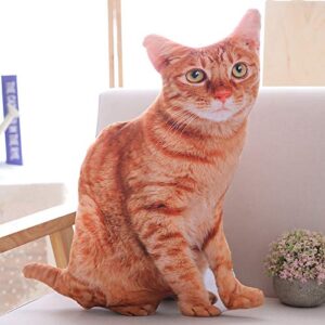 maomoto 19.6''cat throw pillow cat shape cushion throw plushie cushion pillow doll 3d simulation cat plush stuffed animal cushion pillow toy for kids,sofa chair home decor (orange)