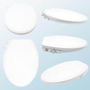 Bazyths Bidet Toilet Seat, Soft Close, Non-Slip, Non-Electric, Fits Elongated or Oval Toilets, Dual Nozzle for Feminine & Rear Wash, Self-Cleaning, Adjustable Water Pressure, Quick Installation