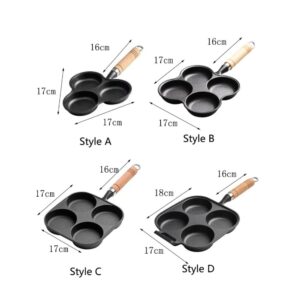 Leadigol Omelet Pan, 4-Cup Egg Frying Pan with Wooden Handle, Iron Hamburg Maker Nonstick Egg Cooker Omelet Pan Flat Bottom Pancake Pan for Breakfast