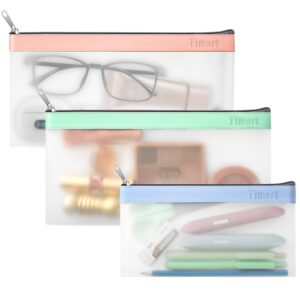 timart clear pencil pouch-3 pack(2 large+1 small), clear pencil case large, pen holder with zipper for kids, clear makeup pouch, kids pencil pouch for office school supplies makeup travel accessories