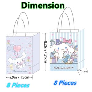 16Cts Cinnamo-roll Party Paper Bags, Party Favor Gift Bags for Cartoon Girls Boys Baby Fans Cinnamo-roll Birthday Party Decorations Supplies, 2 Styles