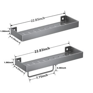 XXL Shower Caddy（22.8"×6.3"×2"）,2 Pack Adhesive Hanging Bathroom Shelves Basket,Kitchen Spice Rack,Refrigerator Organizer,Fridge Shelf,Seasoning Holder,Floating Wall Mounted Storage,Toilet,Living Room