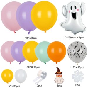 Groovy Halloween Decorations, Groovy Halloween Balloon Arch with Cute Halloween Ghost-shaped Card for Halloween Theme Groovy Party Decorations Halloween Baby Shower Birthday Party Supplies