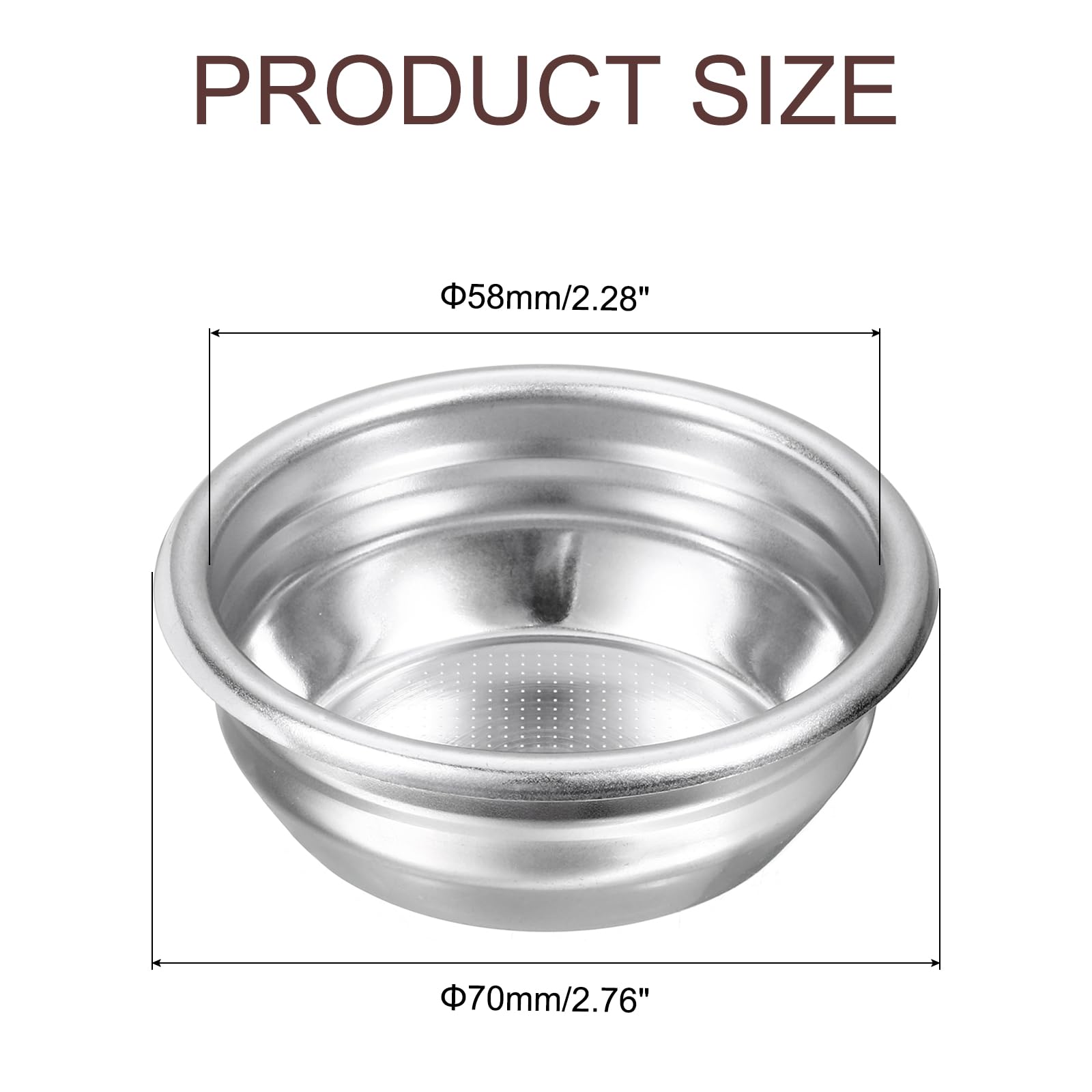 uxcell 1Pcs 58mm Coffee Filter Basket, 2-Cup Stainless Steel Reusable Espresso Coffee Machine Bowl Baskets Replacement