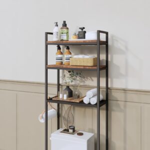 OIRBOEUS Over The Toilet Storage Rack 3-Tier Bathroom Organizer Shelf Over Toilet Multi-Functional Shelves Toilet Storage Rack Rustic Brown