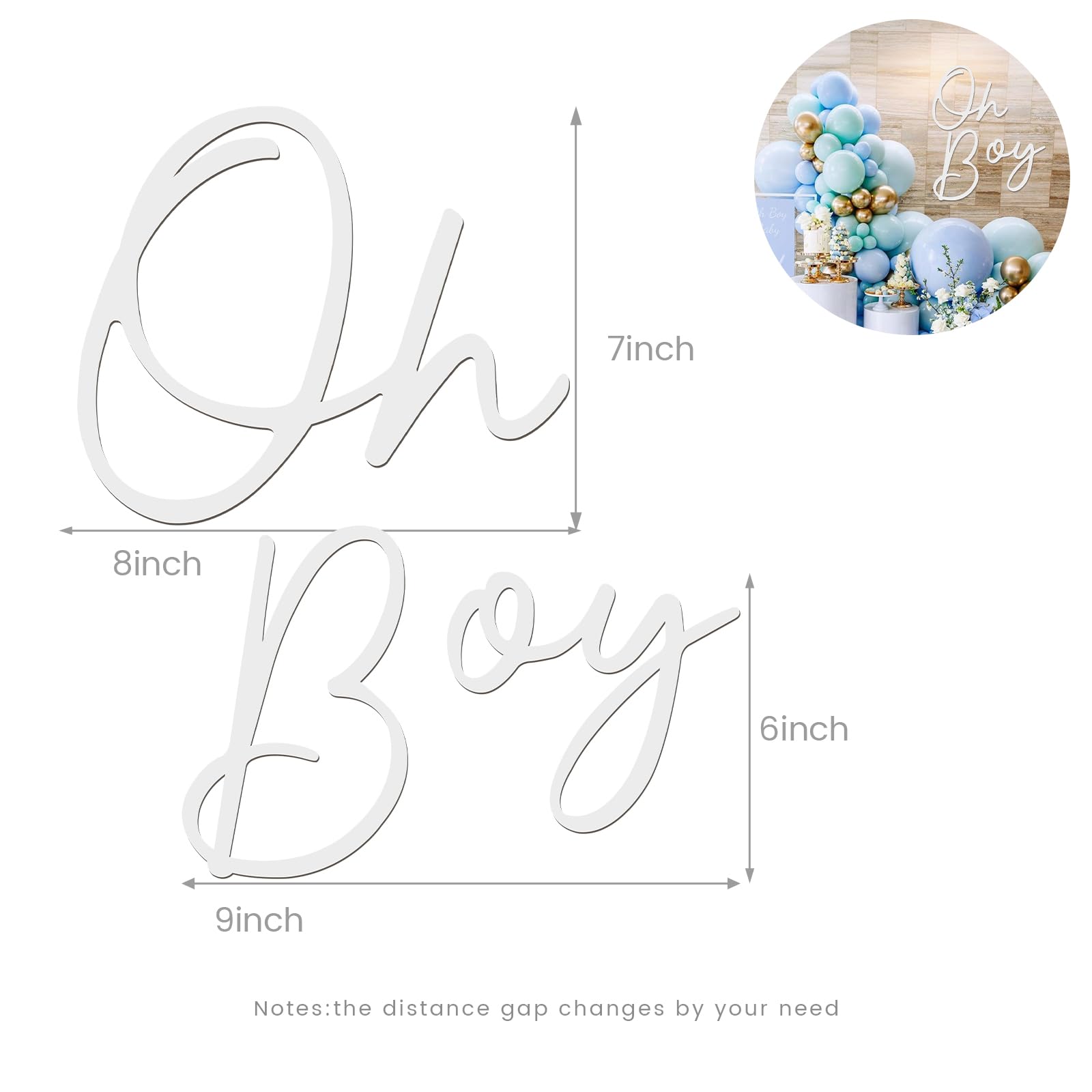 Urwonderbox Oh Boy Baby Shower Sign Party Banner for Gender Reveal Party Baby Announcements Party Backdrop Photography Background Decorations(Wooden, Large, White)