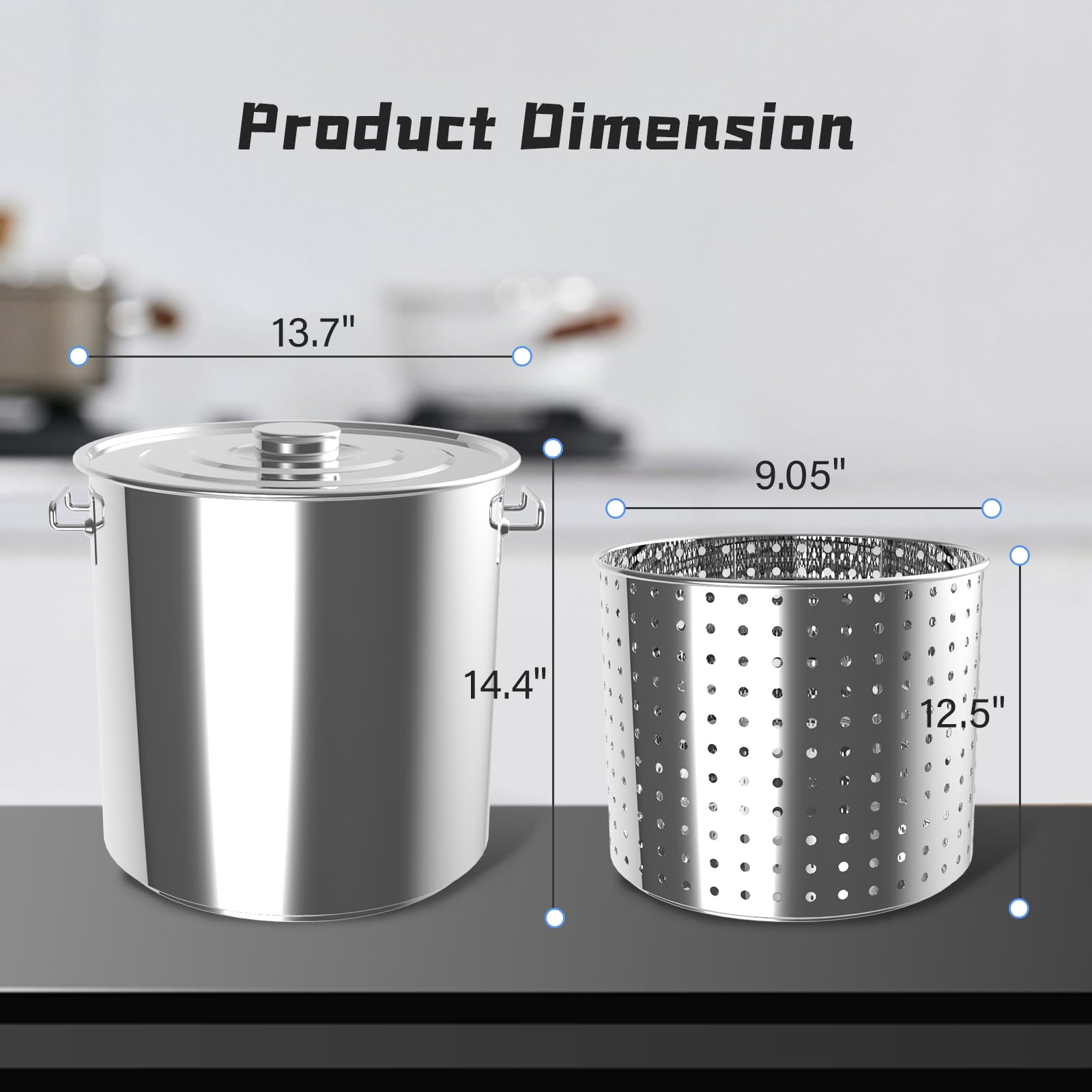 40-Quart Stainless Steel Seafood Boil Pot with Lid, Crawfish, Crab, Lobster, Shrimp Boil Stock Pot with Strainer, Turkey Fryer Pot, Stock Pot Boiler Deep,Fried Cooker for Commercial Outdoors