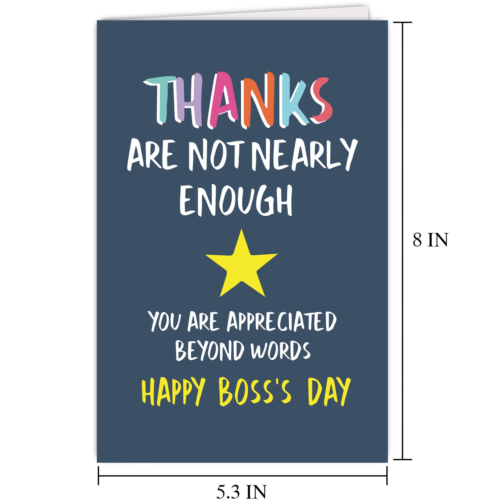 Supoeguk Boss Day Card for Mentor Leader Boss, Boss Thank You Card, Happy Boss's Day Card, Thanks Are Not Nearly Enough