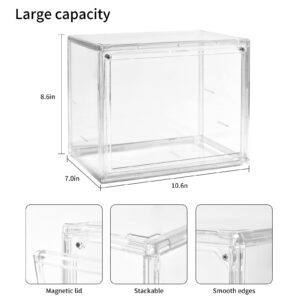 Clear Acrylic Display Case with Magnetic Attraction Lid, Dustproof Book & Cosmetic Display Cases, Large Figures Collectibles Showcase, Shoe Box, Bag Organizer