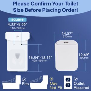 KERDE 08A Electric Bidet Toilet Seat,Remote Control,Warm Water Cleansing, Heated Seat,Adjustable Temperature Settings, Moving Nozzle Massage,White,Night Light,Bidets for Existing Toilets.Square