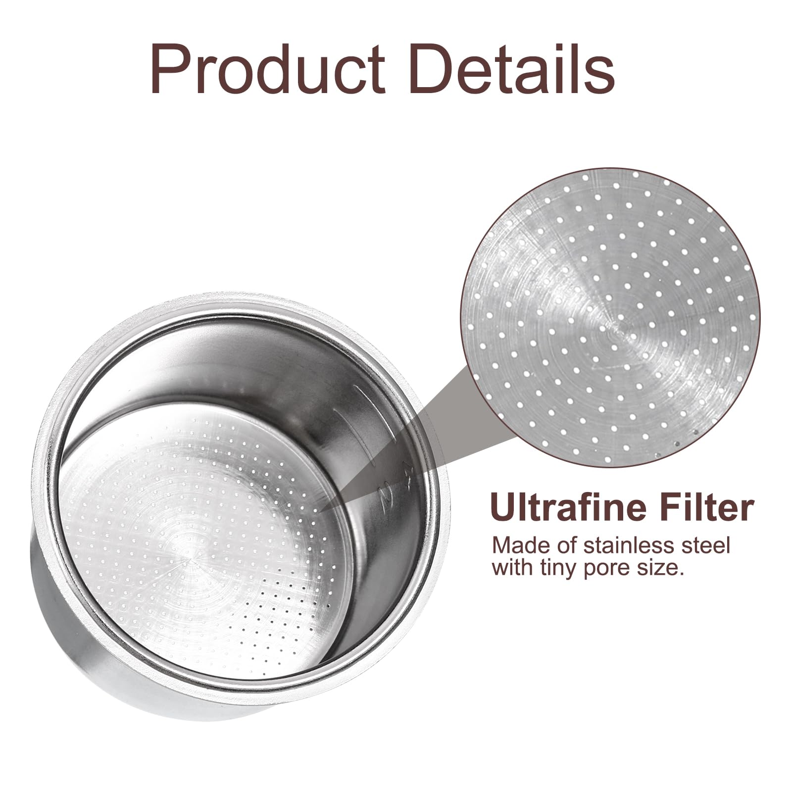 uxcell 1Pcs 51mm Coffee Filter Basket, 4-Cup Stainless Steel Reusable Espresso Coffee Machine Bowl Baskets Replacement