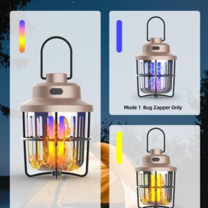 Bug Zapper Outdoor Camping Lamp with Mosquito Zapper Versatile Portable & Rechargeable Flying Insect Killer Lantern IPX4 Waterproof Indoor and Outdoor Mosquito Zapper for RVs, Camping, Home, Patio 2PC