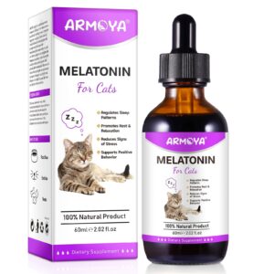 armoya cat melatonin - melatonin for cats - cat calming treats- cat sedative for grooming - helps to support restful sleep for your cat - cat sleep aid - anxiety relief for cats