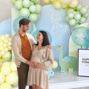 Urwonderbox Oh Boy Baby Shower Sign Party Banner for Gender Reveal Party Baby Announcements Party Backdrop Photography Background Decorations(Wooden, Large, White)