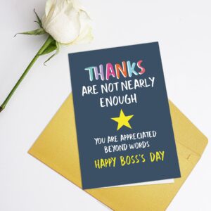 Supoeguk Boss Day Card for Mentor Leader Boss, Boss Thank You Card, Happy Boss's Day Card, Thanks Are Not Nearly Enough