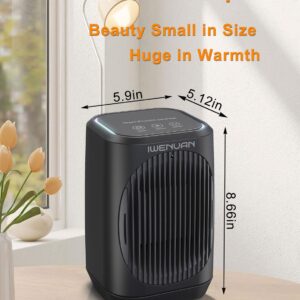 IWENUAN Space Heater, Portable Electric Heaters for Indoor Use with Thermostat, 3 Modes, 70° Oscillation, Remote, 1500W PTC Ceramic Fast Safety Small Heater for Bedroom Office Desk (Black)