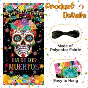 BAIFNEZ 3x6FT Day of the Dead Door Banner Dia De Los Muertos Party Door Cover Decoration Supplies Mexican Fiesta Sugar Skull Theme Halloween Door Decorations