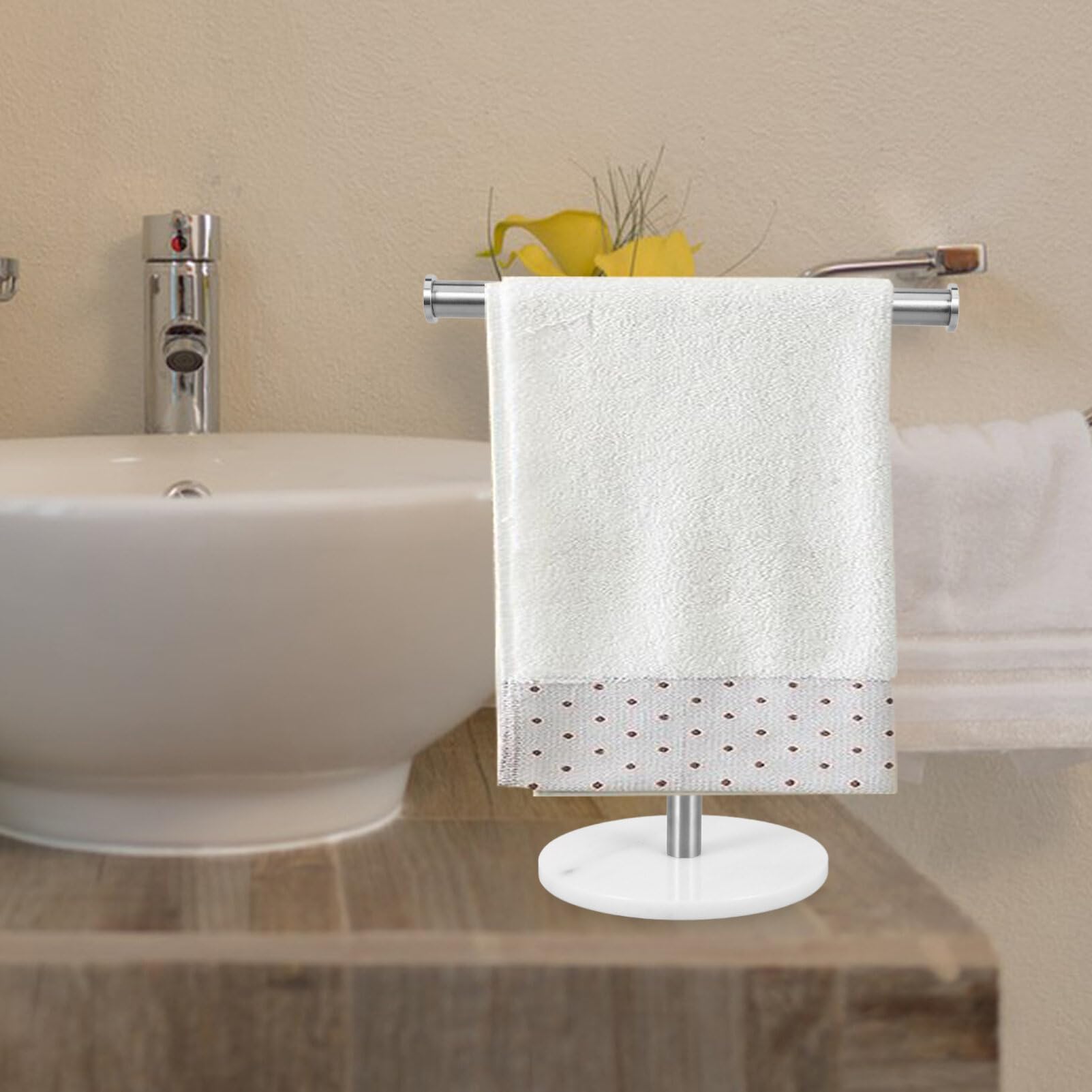 Ciieeo T-Shape Hand Towel Holder, Standing Towel Rack T-Shaped Towel Storage Stand Kitchen Countertop Towel Holder