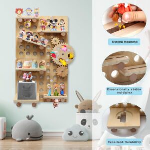 Agekub Tonie Shelf Set of 2 for Tonies and Toniebox Magnetic Wooden Floating Montessori Tonie Shelf for 75 Tonie Figures and Box for Girls and Boys Creative Wall Hanging Mounted Storage