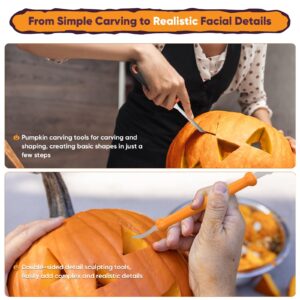 Halloween Pumpkin Carving Kit Tools: 31 PCS Heavy Duty Stainless Steel Pumpkin Carving Tools with Stencils, Candle Lights, Storage Bag, DIY Pumpkin Decorating Kit Halloween Gifts for Kids and Adults